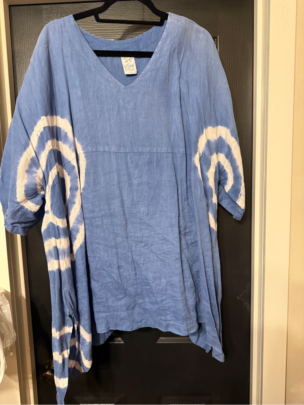 Light Blue Tie-Dye V-Neck Women's Tunic